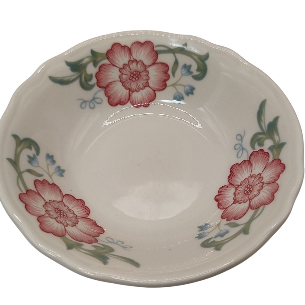 Vintage Homer Laughlin‎ Dessert Bowl Wild Rose Floral Restaurant Ware 1950s